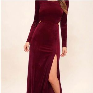 Lulus Burgundy Velvet Formal Cocktail Dress in XS